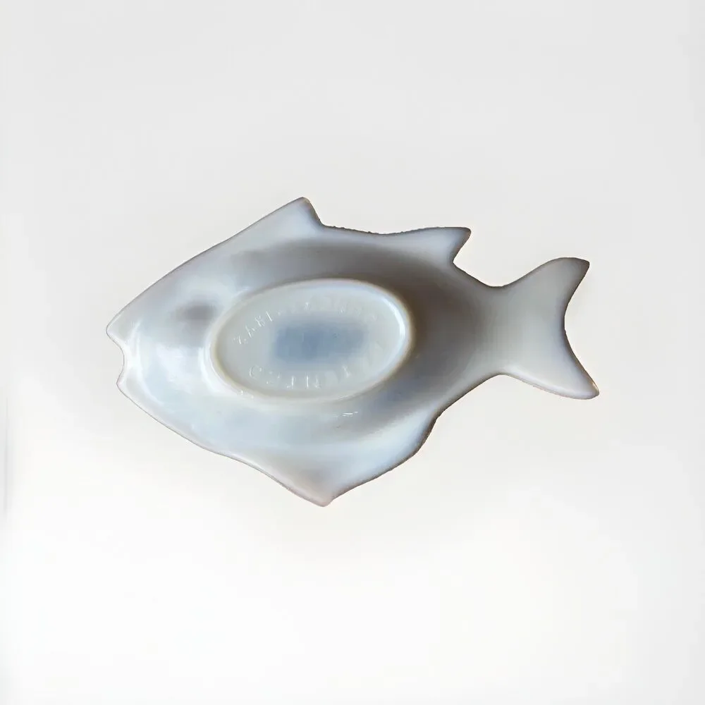 White Milk Glass 9.5” Fish Dish  marked Patent 1872 VTG Clambroth